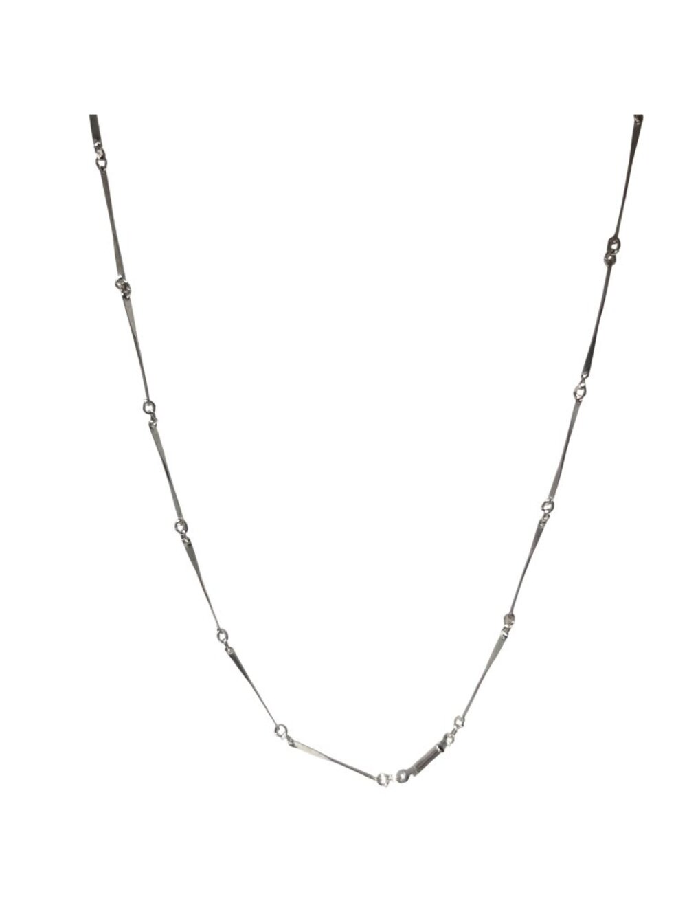 Vintage Bar Link Chain Necklace Silver Tone Station Style Retro 80s 90s Jewelry